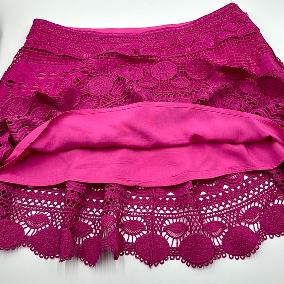 Farm Rio Morada Boa Guipire Lace Pink Mini Skirt Size XL - Picture 8 of 17